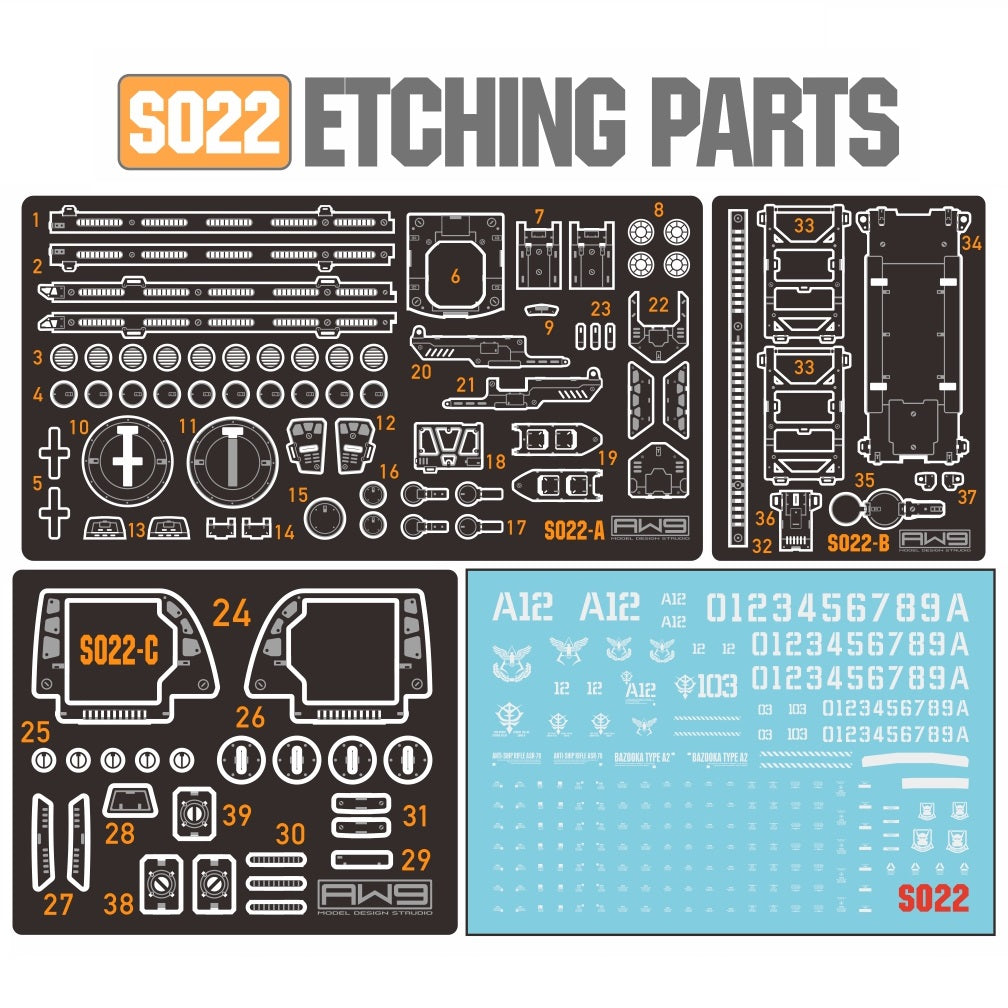 Madworks - Photo Etch S22 - Detail Parts for HG GTO MS-06S ZAKU II