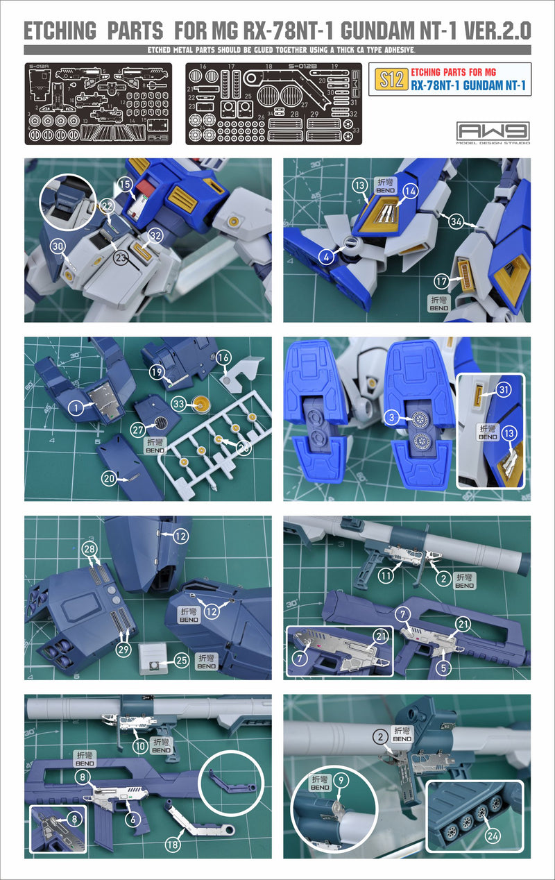 Madworks - Photo Etch S12 - Detail Parts for MG RX-78NT-1 Gundam NT-1 Ver.2.0
