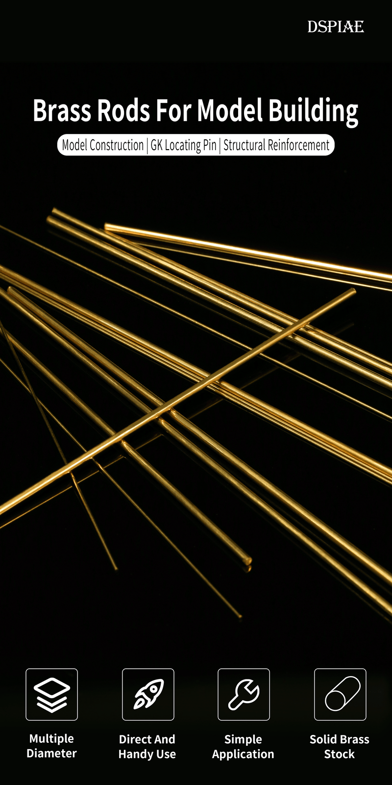 DSPIAE - BB Brass Rods for Model Customization (6 Sizes)