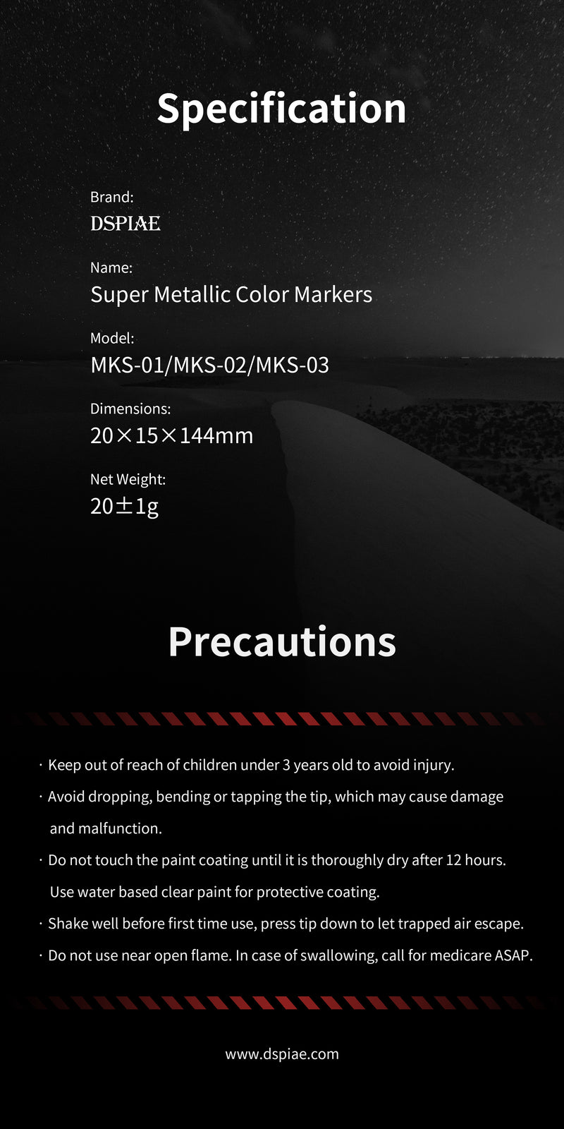 DSPIAE - MKS Super Metallic Markers (3 Options + Refill)