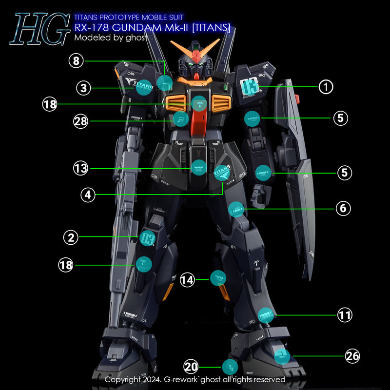 G-REWORK - Custom Decal [HG] Gundam MK-2 (Titans)