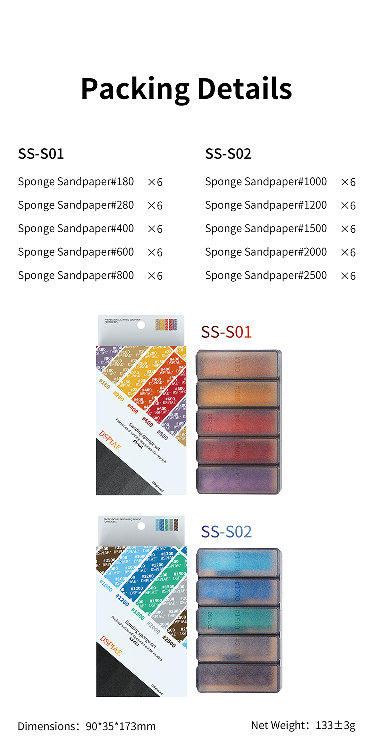 DSPIAE - SS-S01 Sanding Sponge Set #180-#800 (30pcs)