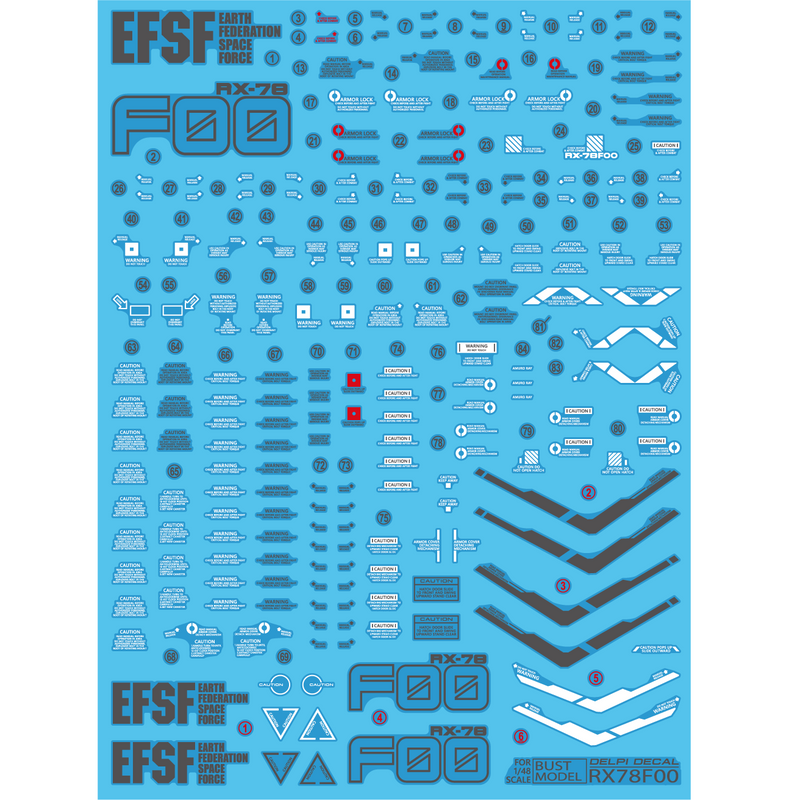 Delpi Decal - 1/48 RX-78F00 [Bust Model] Water Decal (2 Types)