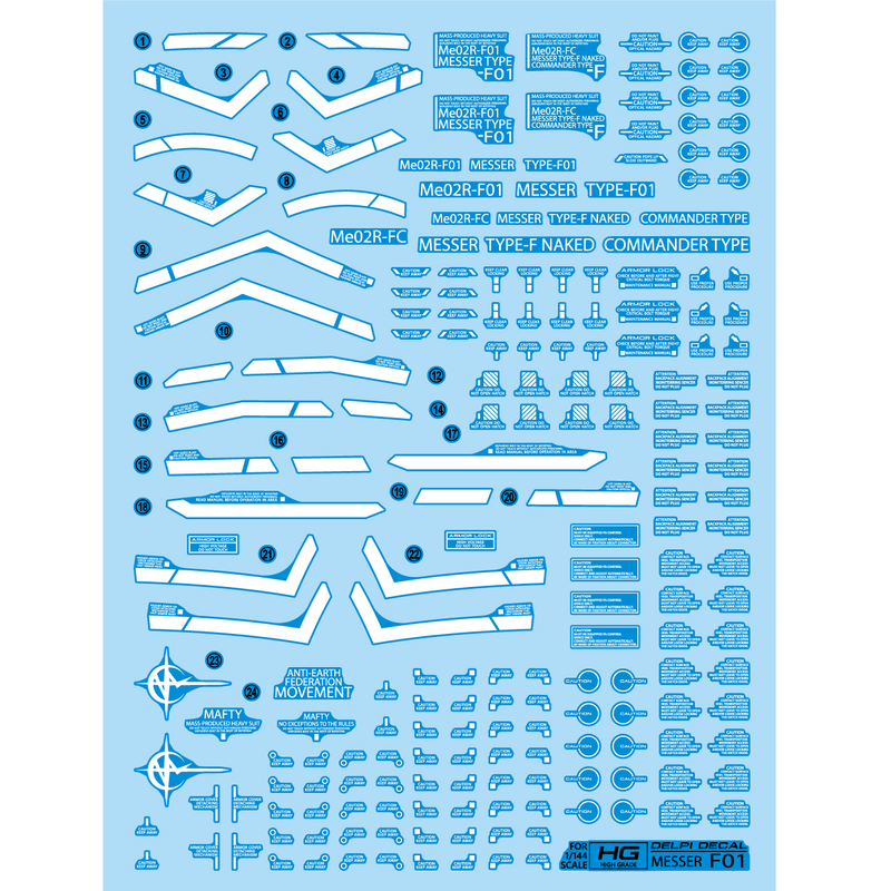 Delpi Decal - HG Messer F01 Water Decal (3 Types)