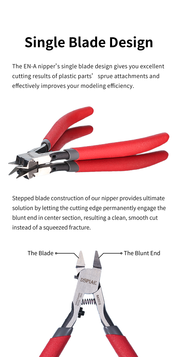 DSPIAE 4.72 Inch Pro. Ultra Fine Single-Edged Blade Nipper For Plastic  Models,Easy,Smooth,Clean Cuts