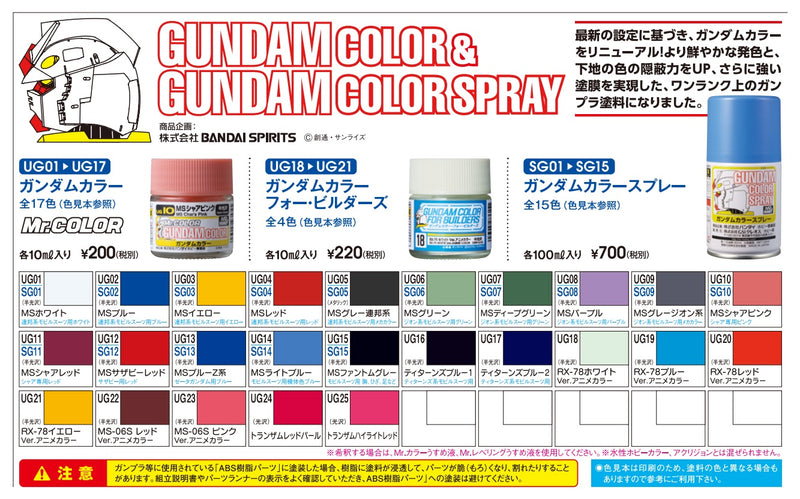 Mr. Color Gundam Color Paint (UG01-UG25) (25 Colors)