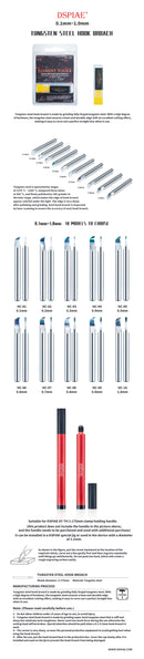 DSPIAE - HC Tungsten Steel Hook Broach (10 Sizes)