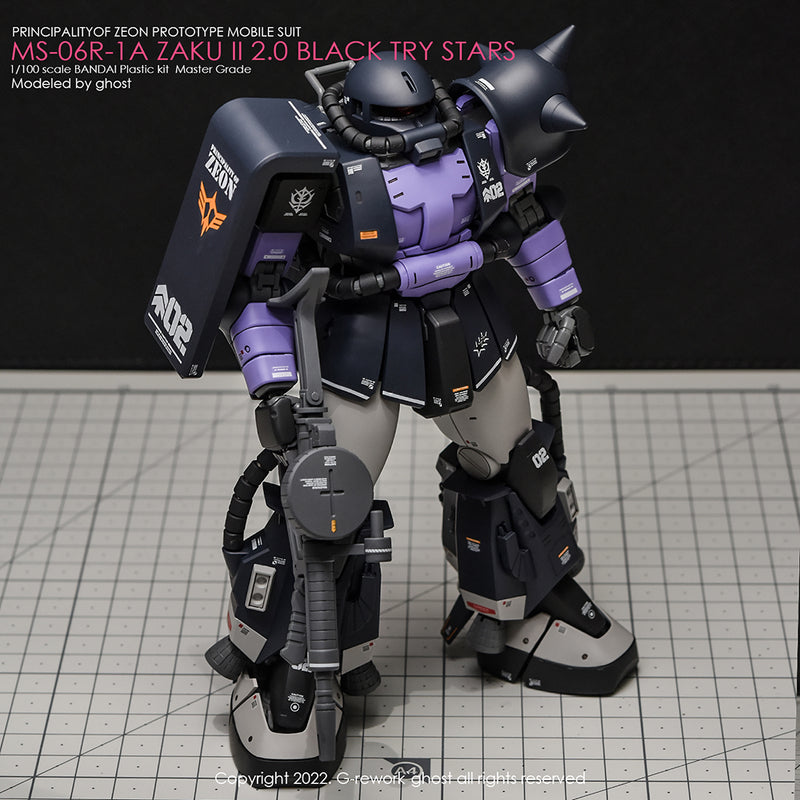 G-REWORK - Custom Decal - [MG] Black Tri-Stars Zaku 2.0
