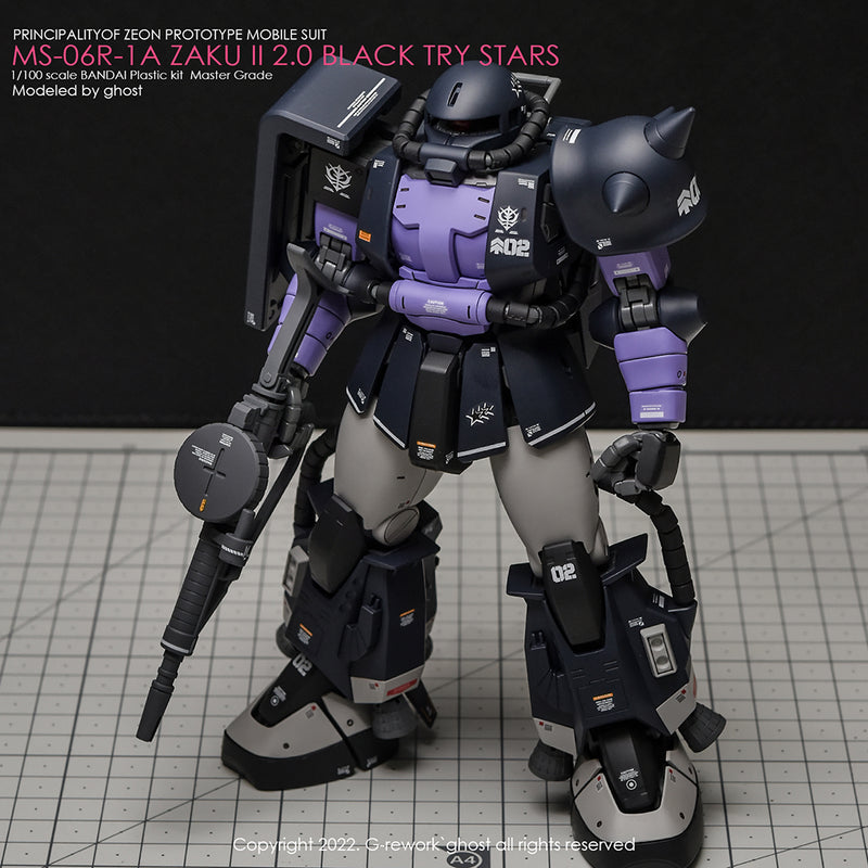 G-REWORK - Custom Decal - [MG] Black Tri-Stars Zaku 2.0