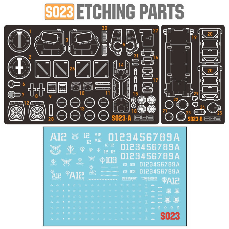 Madworks - Photo Etch S23 - Detail Parts for HGUC MS-06S ZAKU II