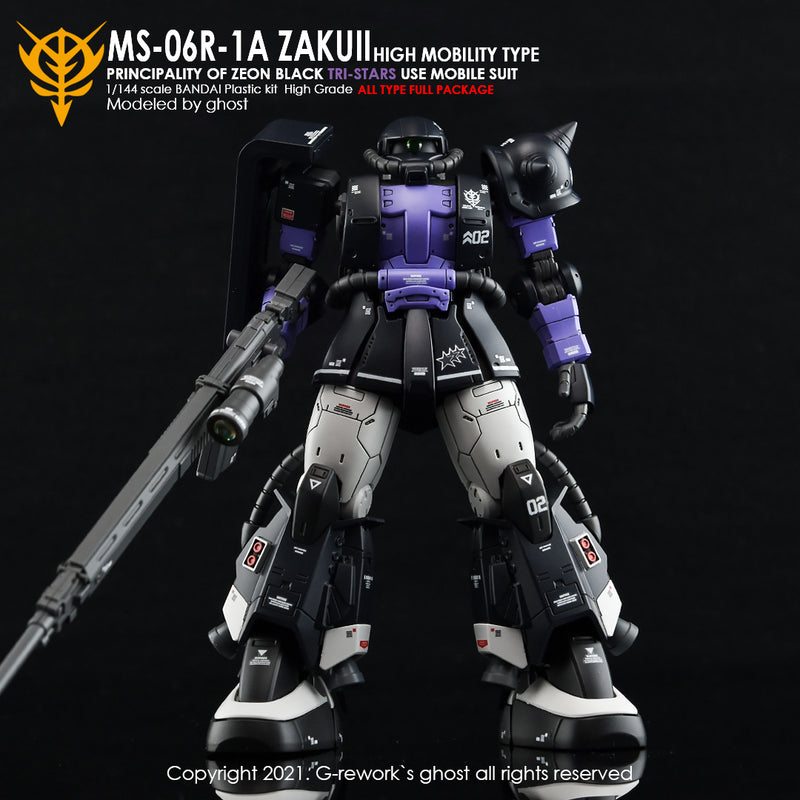 G-REWORK - Custom Decal - [HG] Origin MS-06R-1A ZAKU II (Black Tri-Stars Full Set)